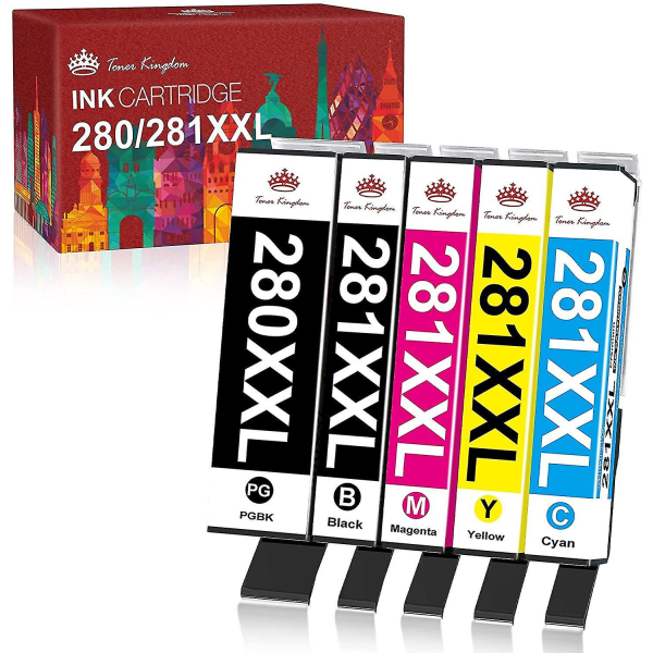 Kingdom Compatible Ink Cartridge Replacement For Canon 280 281 Pgi-280xxl Cli-281xxl Pgi 280 Cli 281 Xxl Ink For Pixma Tr7520 Tr8520 Ts6120 Ts6220 Ts6