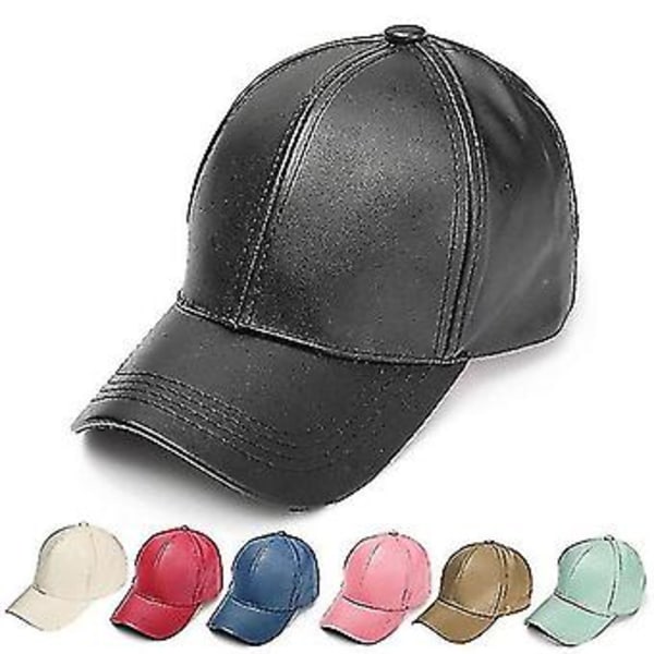 Nya Basebollkepsar i Läder för Män och Kvinnor, Unisex, Justerbar med Spänne Baktill, Utomhussporter (Khaki)