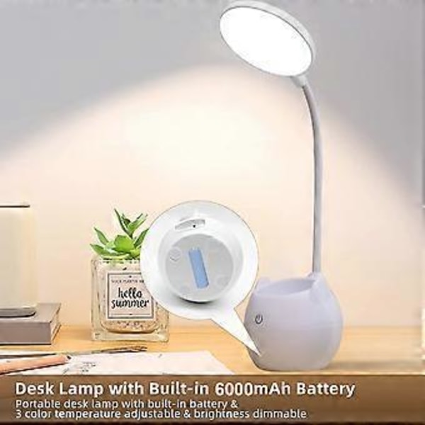 Multifunksjonell skrivebordslampe for arbeid og studier, øyevennlige LED-perler 360° justerbar arm, 3 fargemoduser lysstyrke minnefunksjon, egnet for kontor