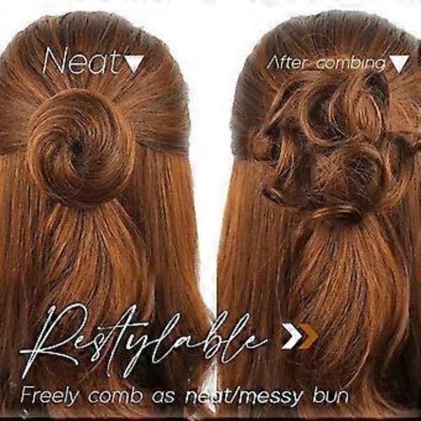 Messy Bun Enkel Klemme Parykk, kvinnelig gripe-klemme, Naturlig Hårkrøller (Brun)