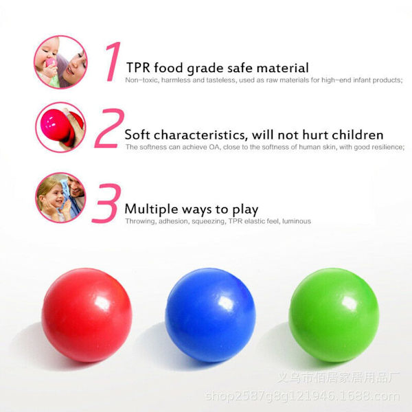 Pearl Rare 4PC Fluorescerande Fluorescerande Klibbig Boll Klibbig Boll Ta
