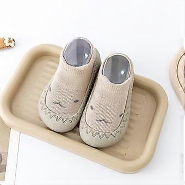 Babysockskor Spädbarn Söta Tecknade Barn Pojkskor Mjuk Gummisula Barn Golvskor BeBe Tossor Småbarn Flickor Första Steg (B-Khaki 12-18 månader)