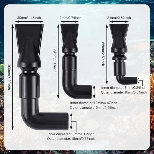 3 st akvariumpumps munstycke, justerbart vattenutlopp
