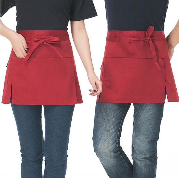 (rött) midjeförkläde, vattentätt kockförkläde, kökshalvt förkläde, kort förkläde för män och kvinnor för servitörer, bistro, restaurang, hemmakafé