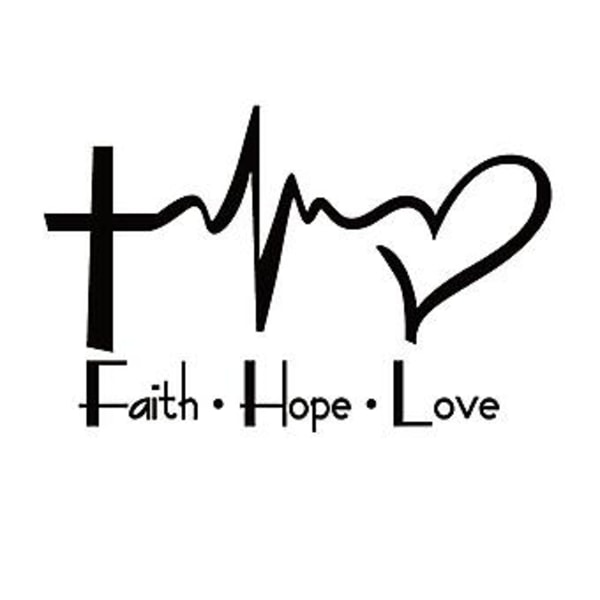 Faith Hope Love Vinyldekal för bil - Cartoon Jesus, Kristna, Religiösa, Bibelsymbol