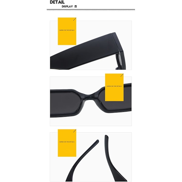 Rektangulære fasjonable solbriller for menn Hip-hop Retro Designer Black Sungla