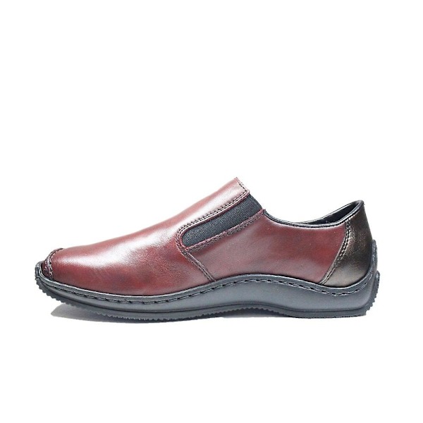 Rieker L1759-30 | Celia | Vinröd Läder | Dam Slip On Skor Wine Eu 38