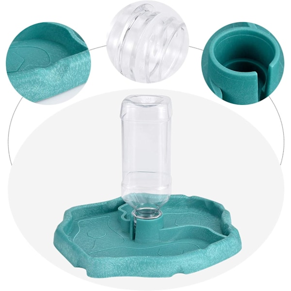 Reptil Vatten Dispenser, 2 i 1 Överflöde Mat Dispenser, Plast