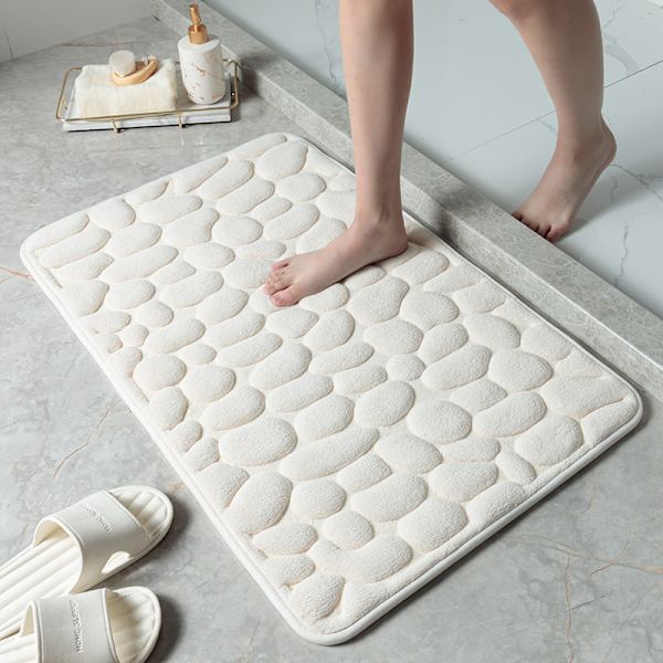 (mjölkvit, 40 60CM) Pebble präglad golvmatta, halkfri absorbera