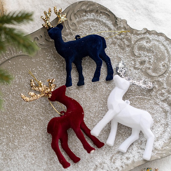 2 stykker juletrehengende pynt glitter elgfigur Shi