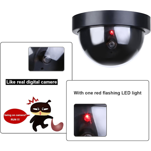 4 stk. Dummy Sikkerhedskameraer med Blinkende LED Lys Sort