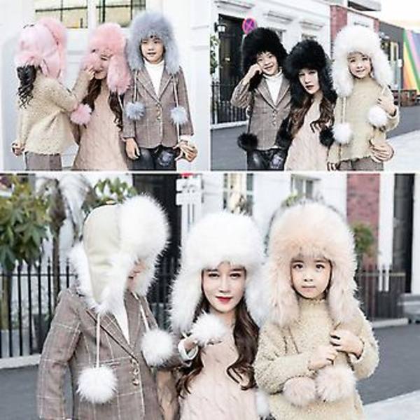 2020 Muodikkaat Talvilapset Hat Pu Nahka Iso Pallo Turkki Plush Tuulenpitävä Lämmin Hattu (Beige)