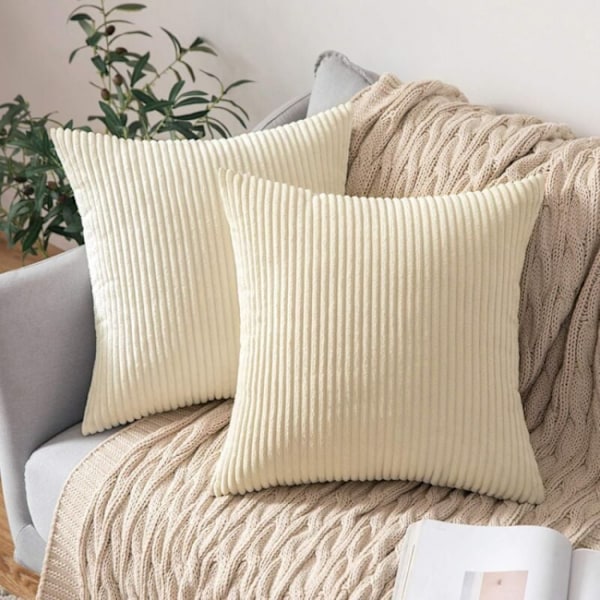 Sæt med 2 45x45cm Beige Dekorative Fløjls Pudebetræk Sofa Sof
