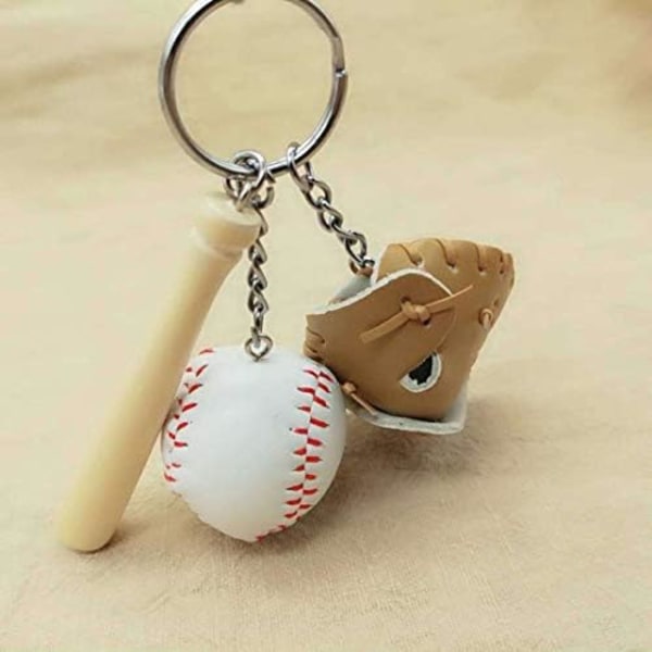 Baseball nyckelring för pojke läder för män inklusive hatt och fladdermus