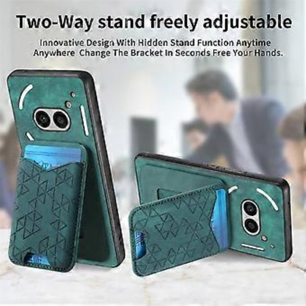 Til Nothing Phone (2a) Etui med Præget Mønster, Kortholder, Støttefod, Læder Bagside Cover (Stil C)