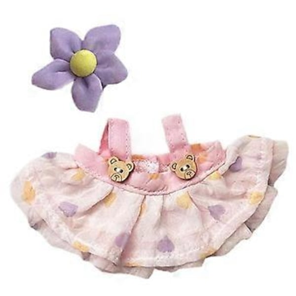 Mini Dukkeklær, Jentedukkeklær, Stilig Gave Skjorte, Hårtilbehør, Søtt Dukkeklærsett, Dukke Kjolesett for Stoffdukker (rosa skjørt)