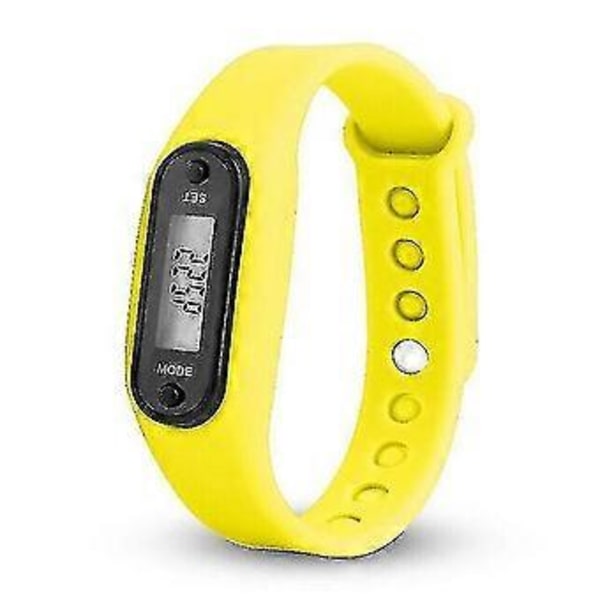 Run Step -rannekello askelmittari kalorilaskuri digitaalinen LCD kävelymatkan urheilukello kuntomittari (keltainen)