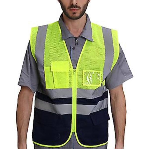 Pustende Hi Vis Vest Refleksstripe Sikkerhets Arbeidsvest (L Gul)