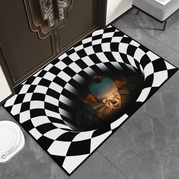 1 stk. (Typ-2) Halloween-dørmåtte Halloween-klovnetæppe 3D-illusion