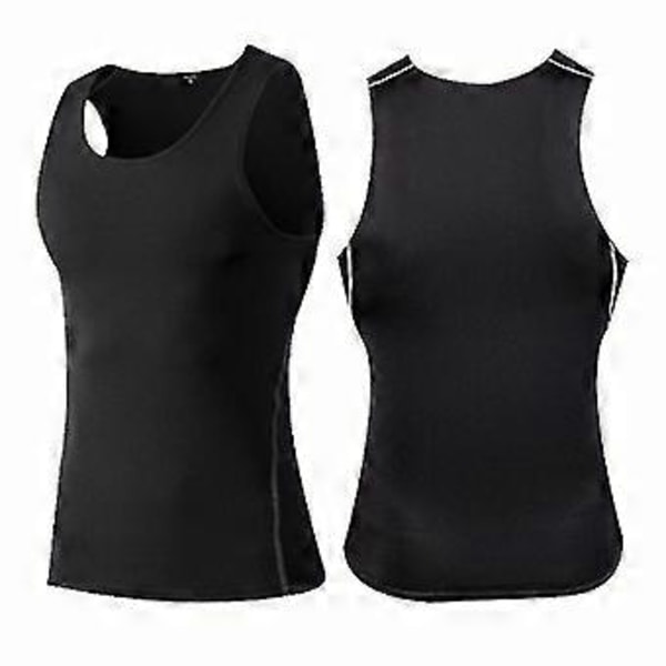 Vest Sports Tight Vest Mænd Hurtigtørrende Åndbar Elastisk Leggings Løbe Sports Undertrøje Fitness Træning Fitness Top-c(L Sort)