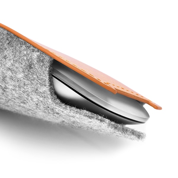 Orange PU Läder Filt Mus Väska Resa Bär Väska Dammskydd Möss Förvaring Väska för Apple Magic Mouse 2 Tillbehör