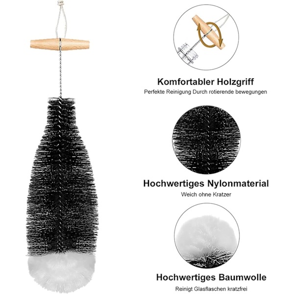 Svamp Rengøringsbørste, Premium Rengøringsmiddel til 0,6L Glasflaske, Sodavand