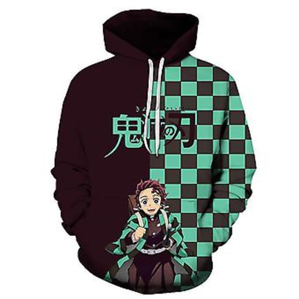 Demon Slayer Anime Unisex Hoodie Tröja Topp Fans Present För Män Kvinnor Pullover Sweatshirt Långärmad (S B)