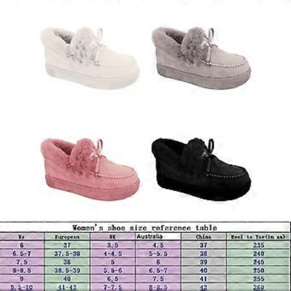 Uudet Naisten Talvimuodin Litteät Saappaat Paksut Lämpimät Platform Lumisaappaat Slip on Nilkkurit Sisä-/Ulkokäyttöön (Musta)