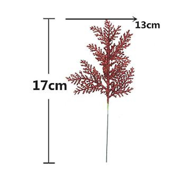 Kunstig Blomst Fyrretræ Blade Gren Plante Græs Juletræ Krans Dekoration (1 stk Rød)