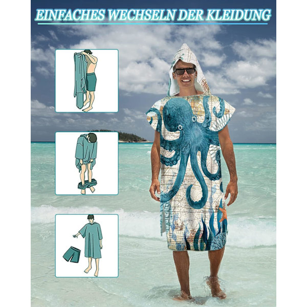 En Skildpadde Surf Poncho til Mænd og Kvinder - Mikrofiber Strandponcho