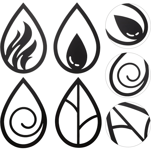 Fyra element metall väggkonst: Jord Vatten Luft Eld Symbol Skylt 4p