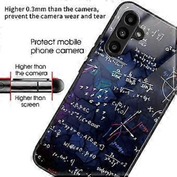 Samsung Galaxy A15 4G/5G -puhelimen kuori karkaistulla lasilla ja kuviollisella designilla (Yhtälö)