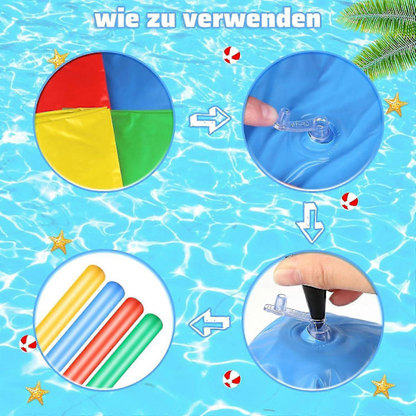 4 Stykker 105cm Pool Oppustelig Stav, Oppustelig Pooloverflade, Farverigt PVC Voksen Udendørs Vandlegetøj Sommer Svømmepøl Strand