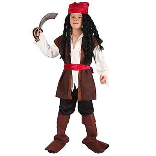 Halloween Barnkläder för Barn Piratdräkt Trendig Långärmad Rollspelskostym Festivalkläder (7 till 9 år gammal Manlig Pirat X)