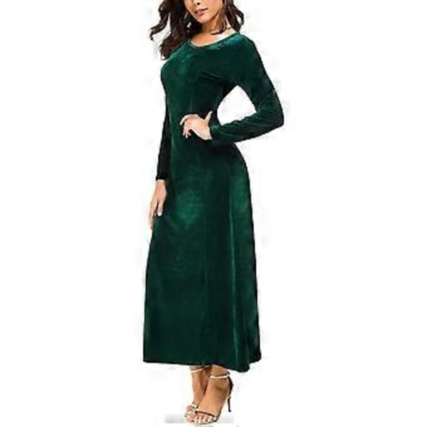 Elegant långärmad, rynkad sammetsklänning för damer (modell 845)