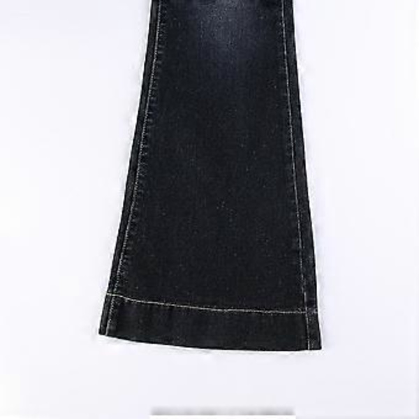 Dam Blå Lågmidjade Flare Jeans - Retro Basic Gradient Skinny Denim Byxor - Slank Passform ( )