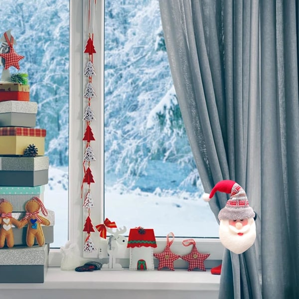 Set med 2 julgardiner kyssande snögubbe jultomte gardin c