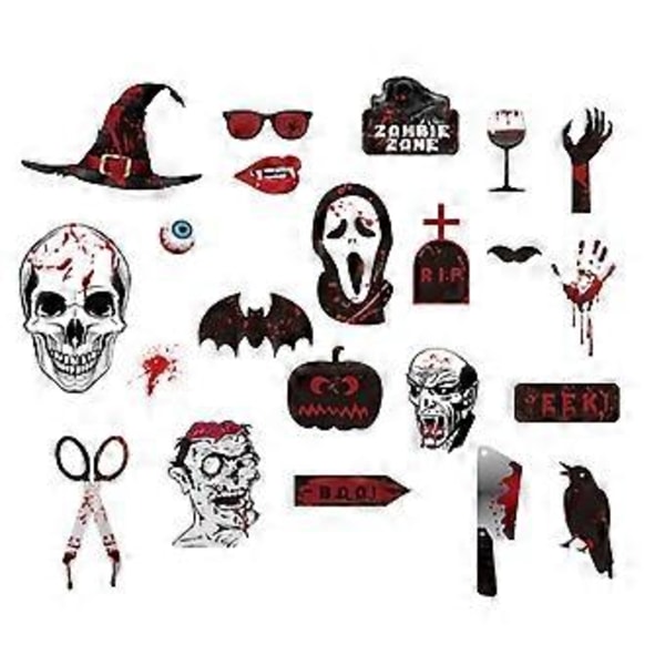 Halloween valokuvarekvisiitta 22 kpl, pelottavat valokuvakoppi rekvisiitta tikkuineen naamiaisvalokuvakoppi kehys zombie hauta Halloween juhlakoriste
