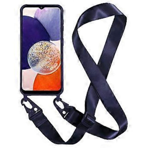 Til Samsung Galaxy A05s 4G Bagcover Mat TPU Etui med Lang Snøre - Mørkeblå (Mørkeblå)
