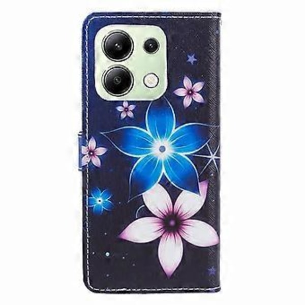 För Xiaomi Redmi Note 13 4G Mobilskal Läder 3D Mönster Magnetiskt Fodral (Blå Blomma)
