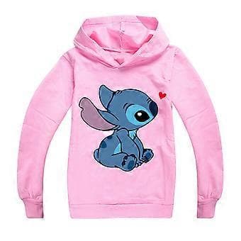 Barn Lilo og Stitch Trykte Hettergensere Langærmede Topper Hettergenser (9-10 År Rosa)