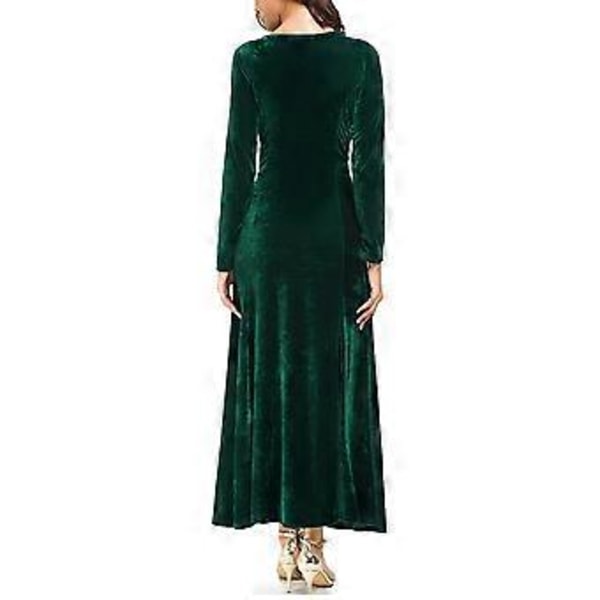 Elegant långärmad, rynkad sammetsklänning för damer (modell 845)