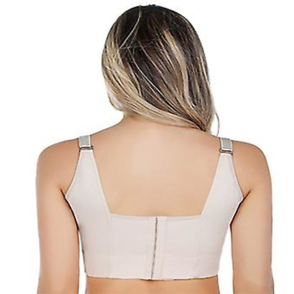 Djupa Koppar Underwired BH för Kvinnor Döljer Ryggfett BH Fullt Ryggtäcke Push Up Sportbehå (36D Hud)