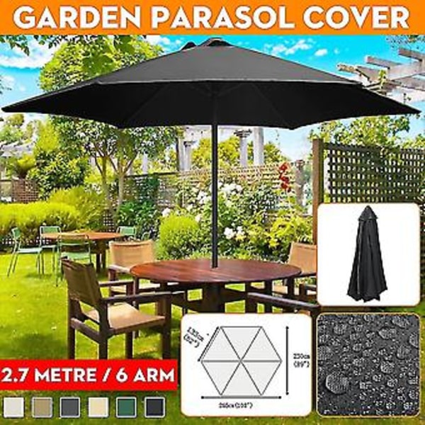 2m 2.5m 2.7m 3m 3x2m Udskiftningsstof til Haveparasol Overtræk 6 Arme{jkw} (Diameter 2m Beige)