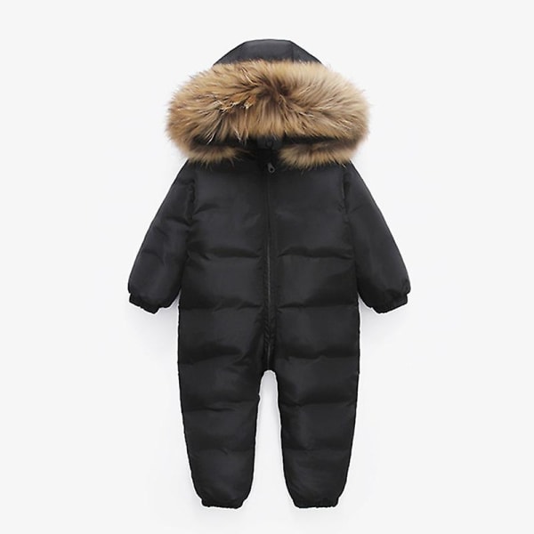 Russian New Jumpsuit Kids Winter Wear Baby Boy Snowsuit Parka Nature Fur 90% Duck Down Jacket For Girl Clothes Coat Overalls Black 3T