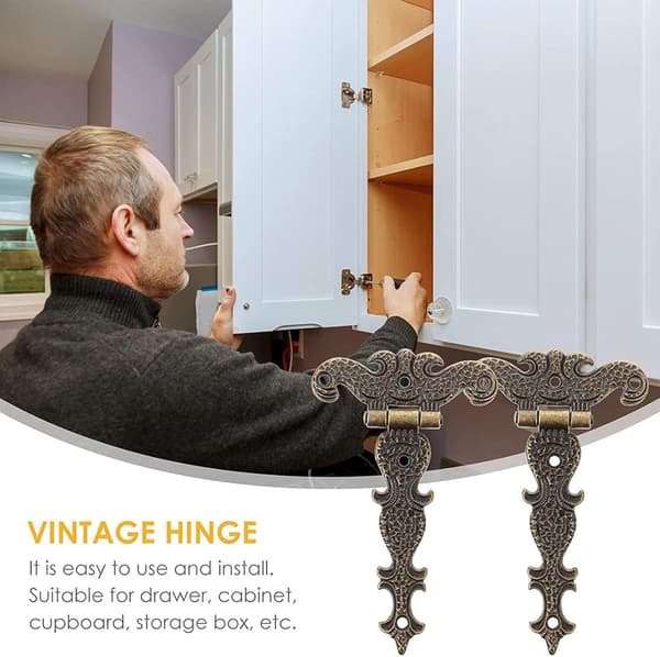 4 stk. Retro hængsel, Retro Bronze dekorative hængsler med montering