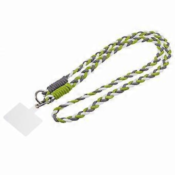 A5 Stil 60cm Telefon Crossbody Lanyard Vävd Polyester Axelrem Telefonberlocker med Patch (Grå Grön)