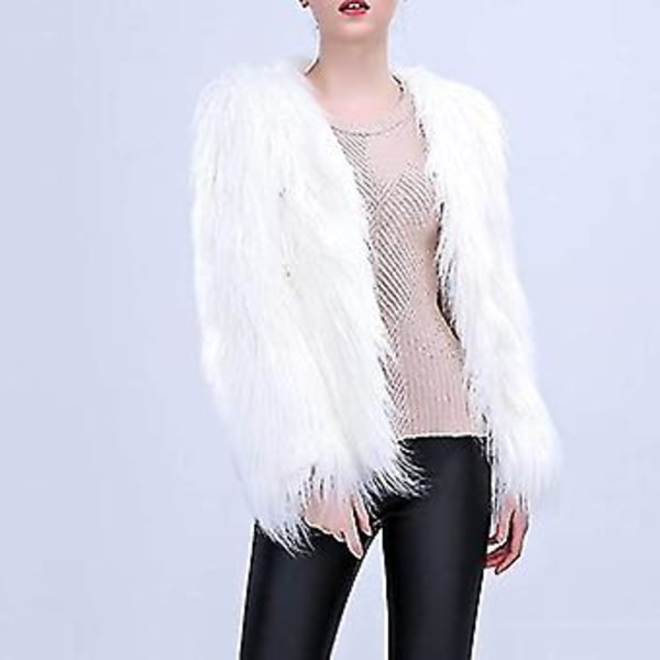 LED Pälsjacka Regnbåge Glittrande Ljusjacka Vit Päls Rave Kostym Lysande Ytterkläder För Födelsedagsfest Fancy Cosplay Fest Vit Storlek L(XL)