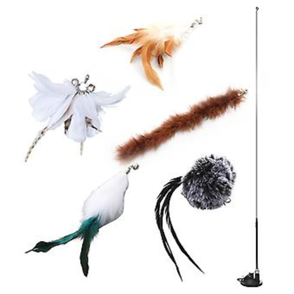 Kissankelun Tarvikkeet Pentujen Leikkiin, Takaa-ajoon, Liikuntaan, Imukappaleilla, Kestävä, Luova, 6 kpl/setti, Hauska Vuorovaikutteinen Höyhenlintu ( )
