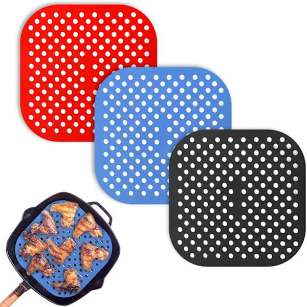 Genanvendelig silikone dampmåtte til frituregryde, 7,5\" firkantet non-stick, Poro